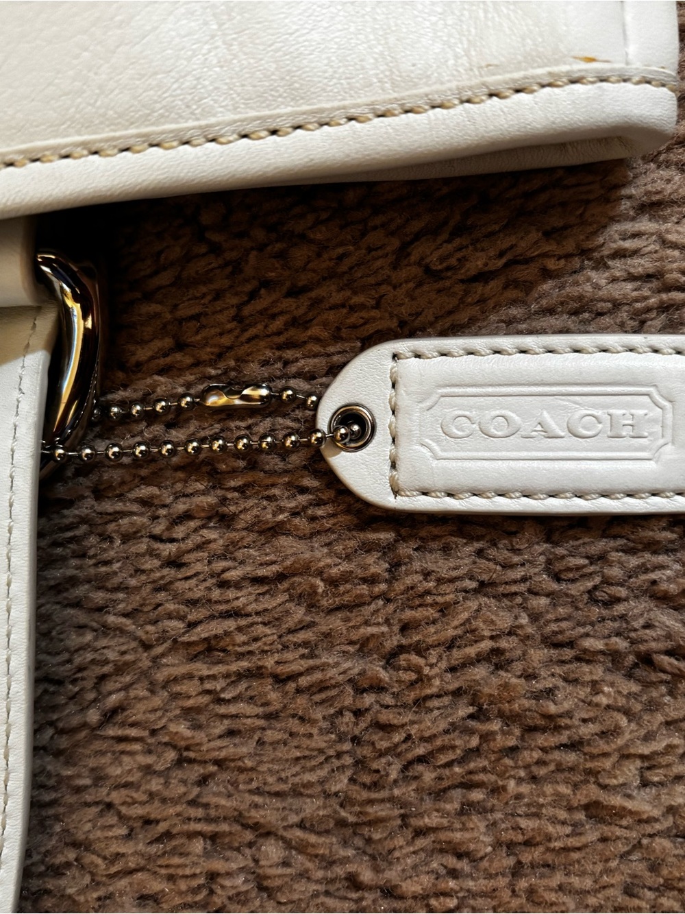 Coach Cream Leather Shoulder Tote with Buckle Accents - Picture 8 of 8